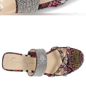 Jessica Simpson Pink Faux Snake Skin with Rhinestone Embellishments